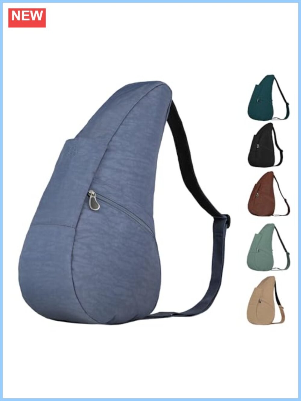 19" Nylon Crossbody Sling Bag Ergonomic Teardrop Machine Washable